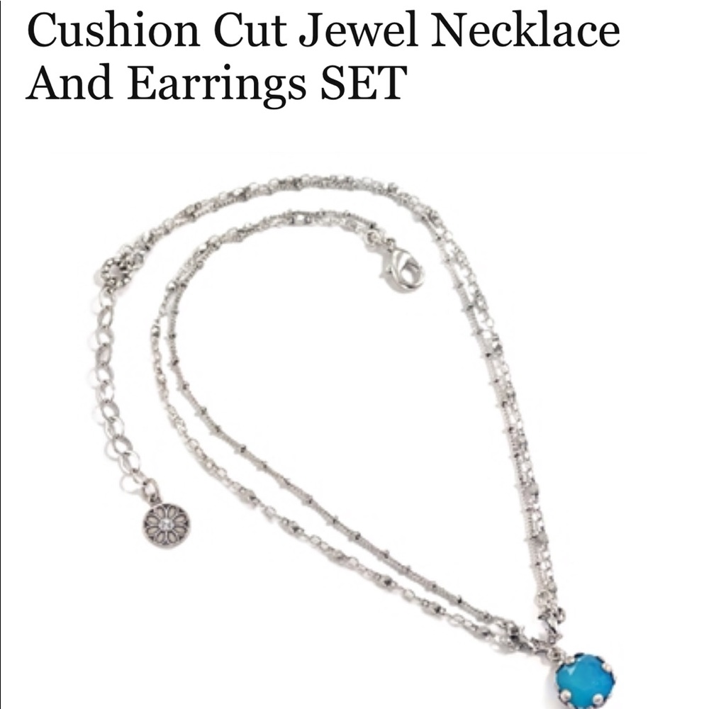 Cushion Cut Jewel Necklace & Earring Set- NWOT - Picture 6 of 6